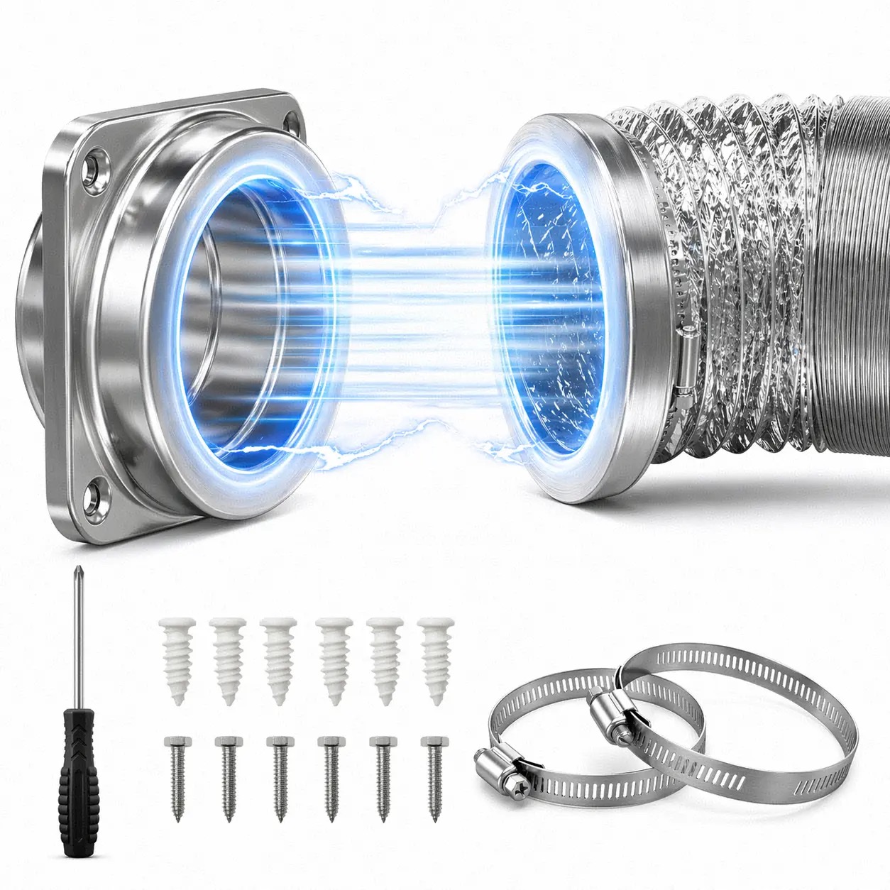 Upgrade Stainless Steel Magnetic Dryer Vent Coupling Kit